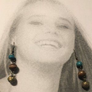 Boho Blue 3-Pair Earrings, Mixed Material, Dangles